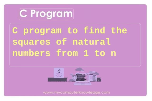 C program to find the squares of natural numbers from 1 to n